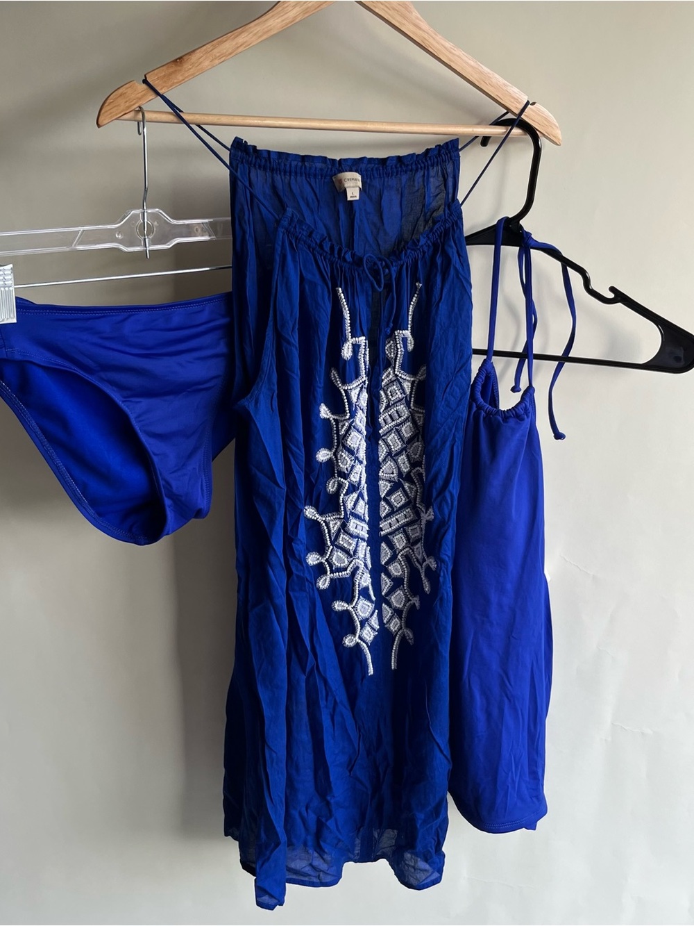 Cremieux Tankini 2 Piece Swimsuit Plus Coverup Beaded Sz Lg Women’s Embellished